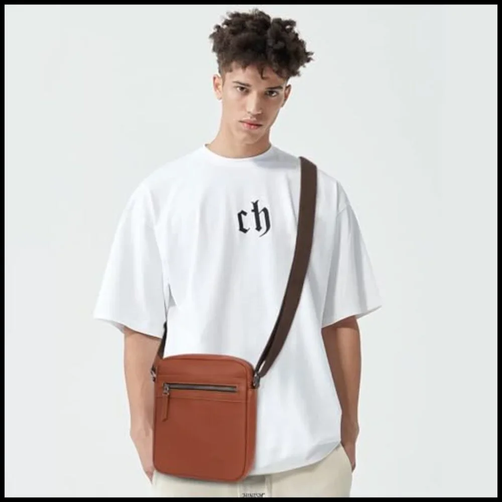 Leather Messenger Bag Crossbody Sling Adjustable Strap Multifunctional Classic
